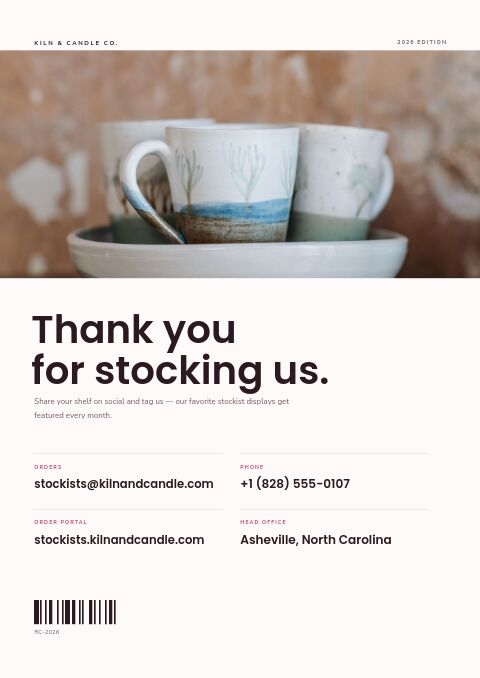 Retailer Catalog — Back Cover page