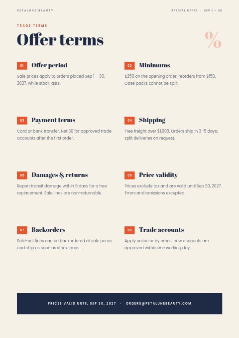 Special Offer — Notes / Terms page