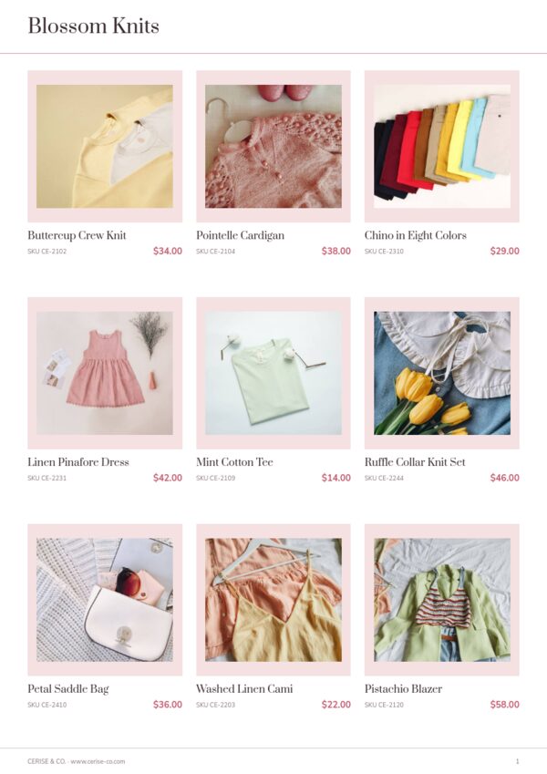 Spring Collection — product page, 3 × 3 grid