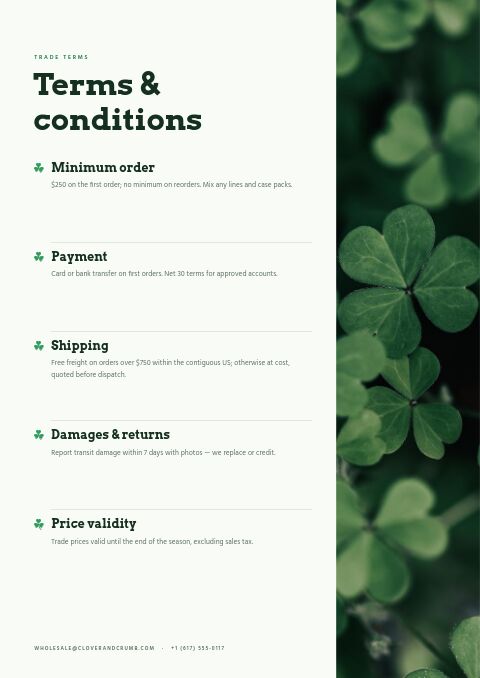 St. Patrick’s Day — Notes / Terms page
