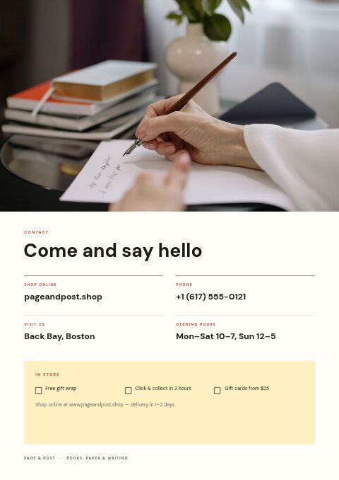 Staff Picks — Contact / Info page