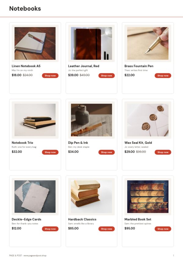 Staff Picks — product page, 3 × 3 grid