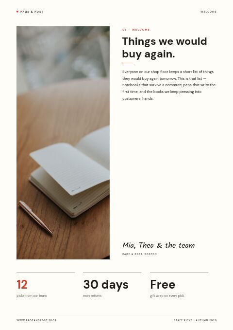 Staff Picks — Welcome / About page