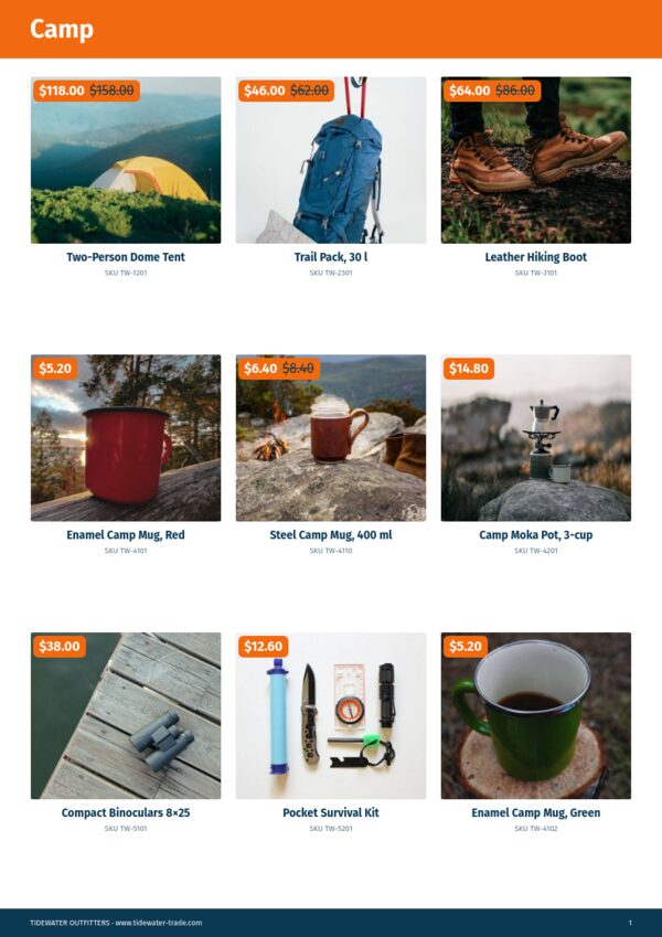 Summer Sale — product page, 3 × 3 grid