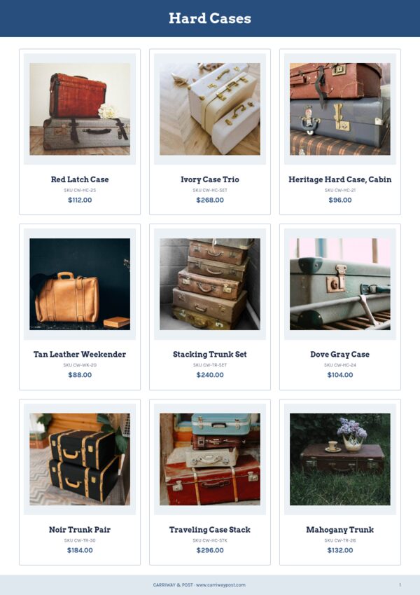 Vacation & Travel Collection — product page, 3 × 3 grid