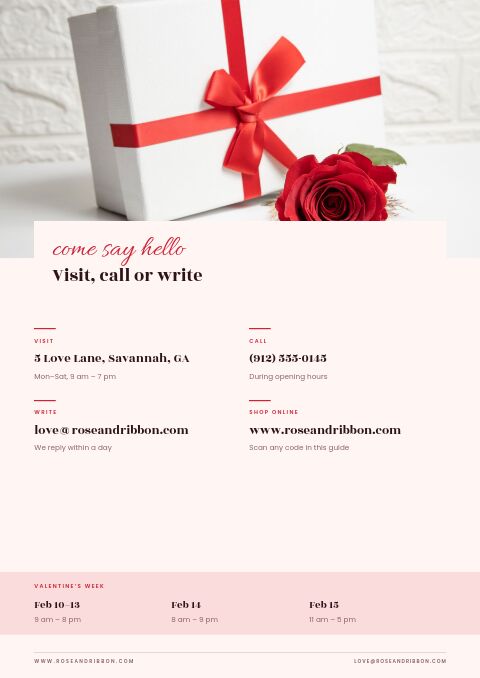 Valentine’s Gift Guide — Contact / Info page