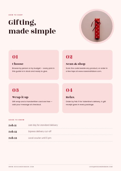 Valentine’s Gift Guide — How to Order page