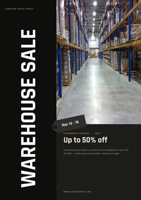 Warehouse Sale — Cover · band page
