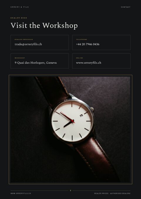 Watches Catalog — Contact / Info page