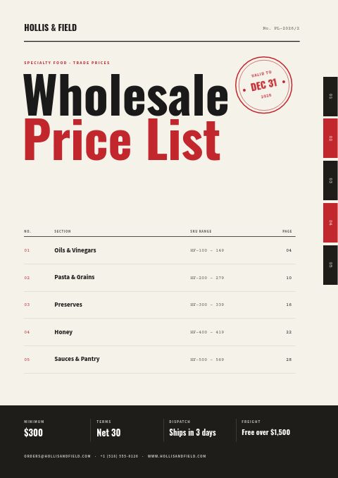 Wholesale Price List catalog template cover