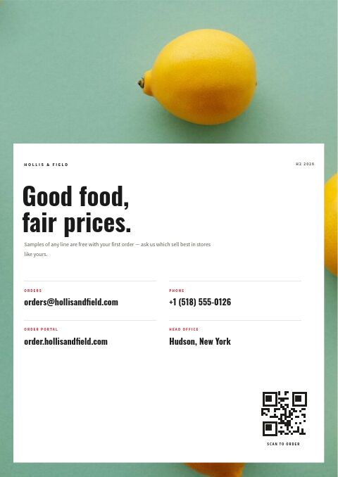 Wholesale Price List — Back Cover page
