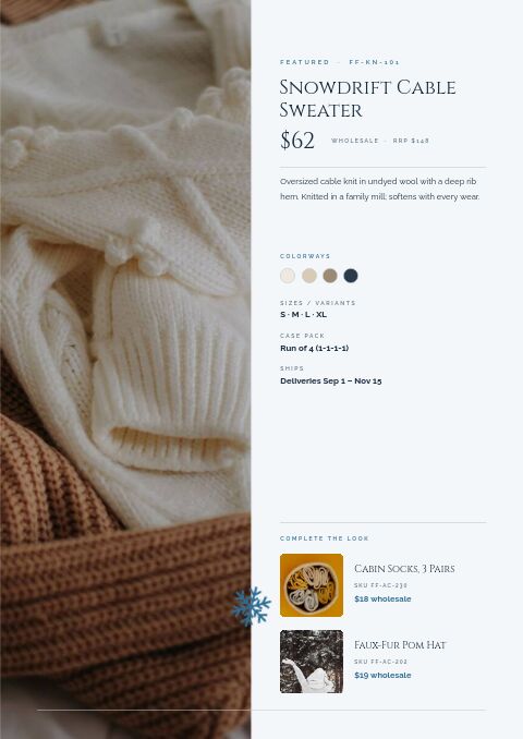 Winter Collection — Featured Product page
