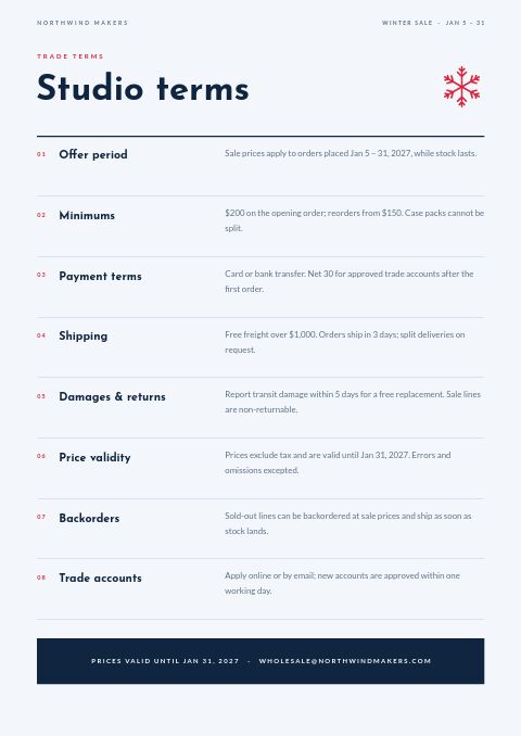 Winter Sale — Notes / Terms page