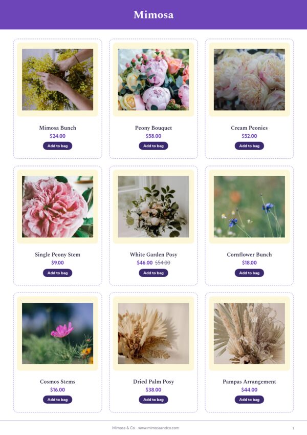 Women’s Day Gift Guide — product page, 3 × 3 grid