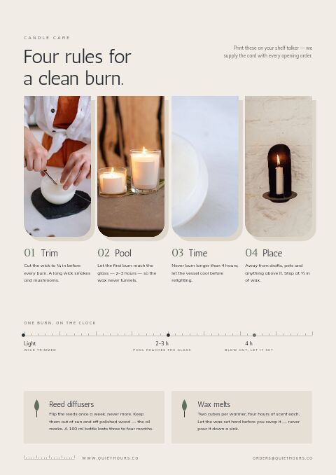 Candles & Home Fragrance — Care Instructions page