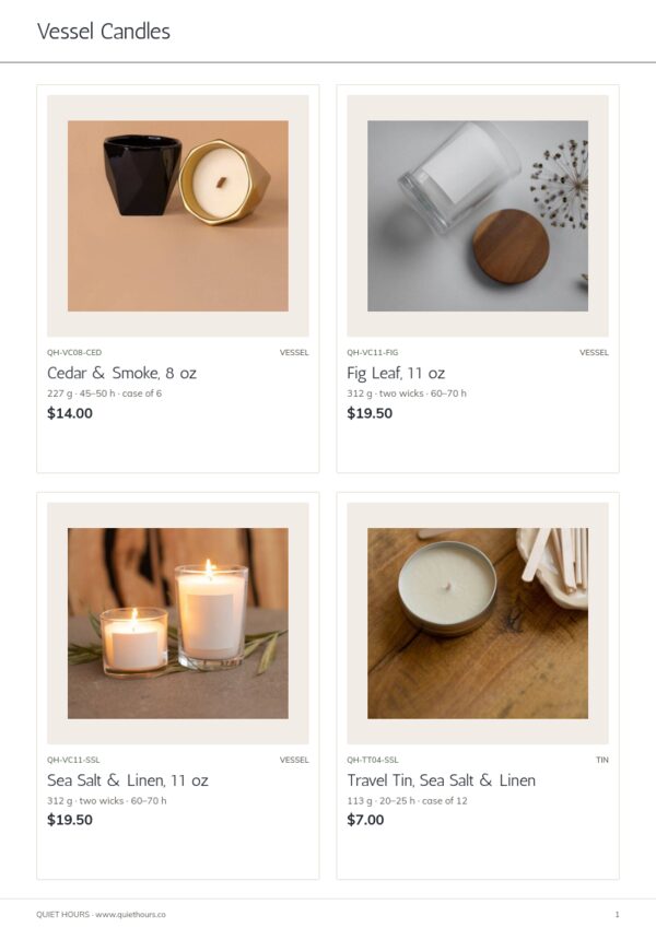 Candles & Home Fragrance — product page, 2 × 2 grid