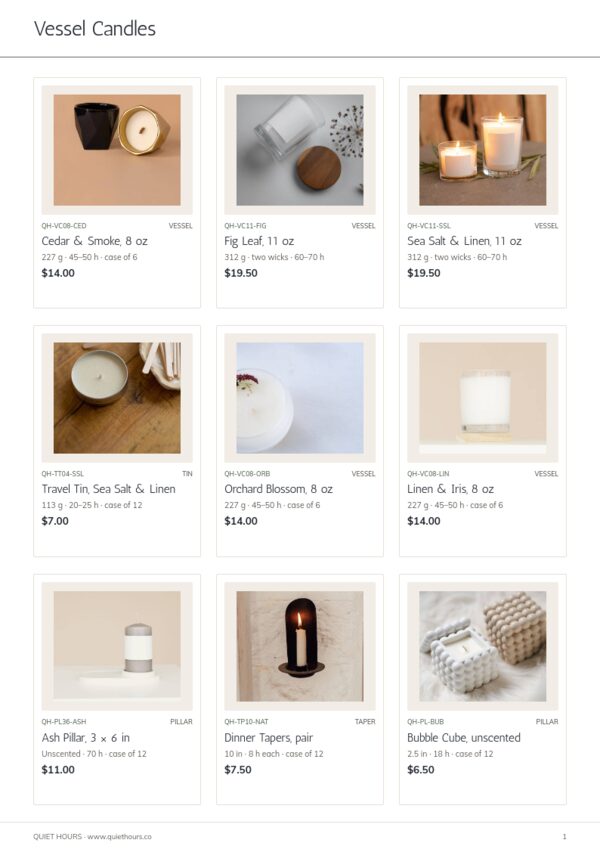 Candles & Home Fragrance — product page, 3 × 3 grid