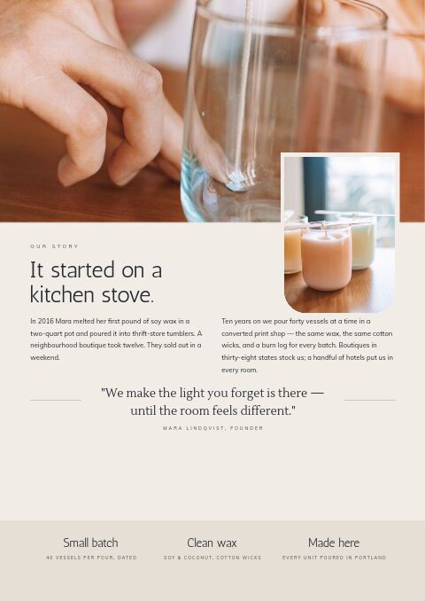 Candles & Home Fragrance — Brand Story page