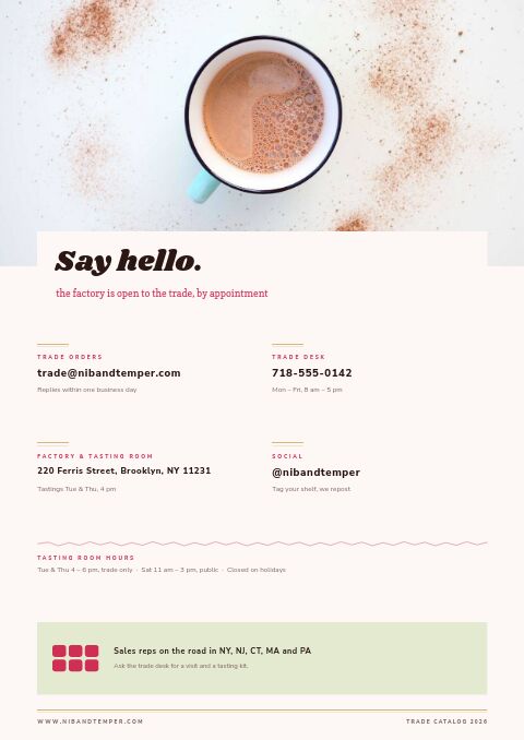 Chocolate & Confectionery — Contact / Info page