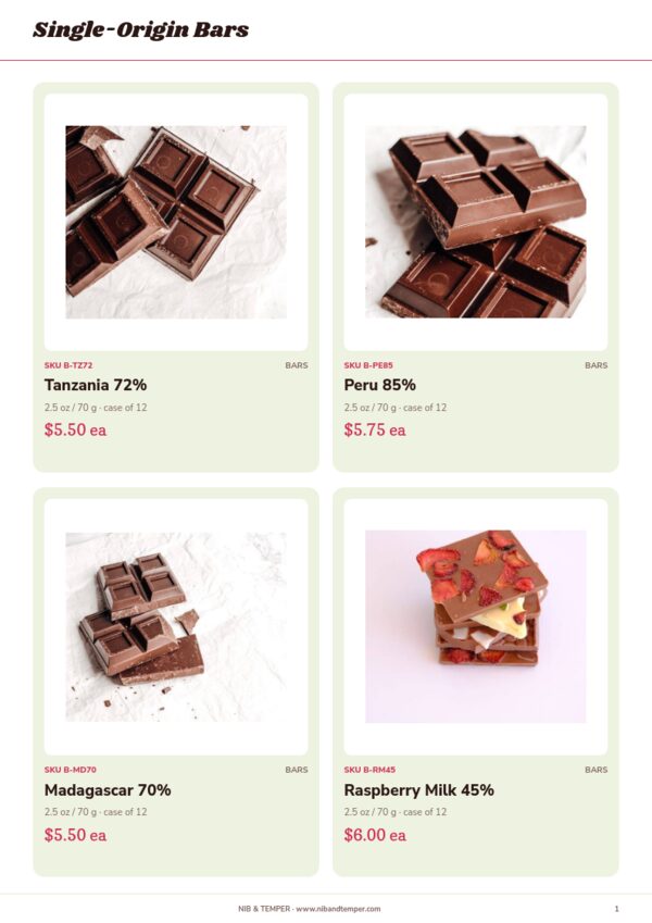Chocolate & Confectionery — product page, 2 × 2 grid