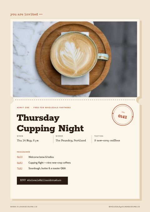 Coffee & Bakery — Event / Launch page