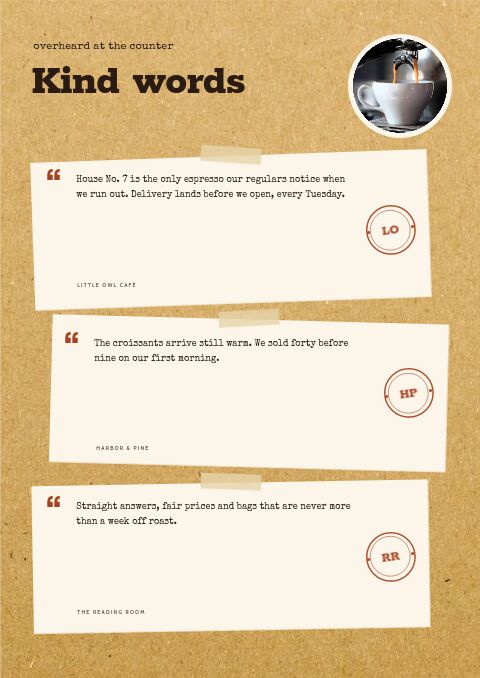 Coffee & Bakery — Testimonials page