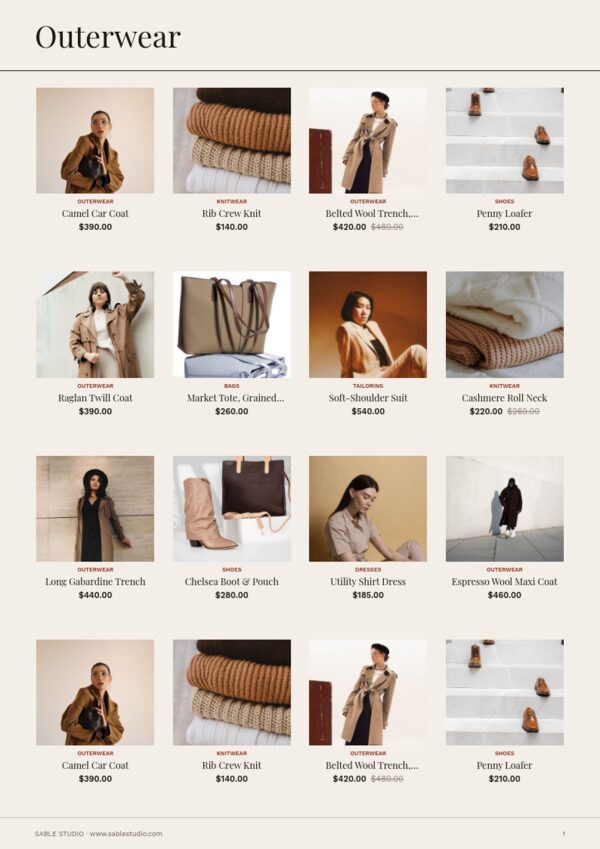 Fashion & Apparel — product page, 4 × 4 grid