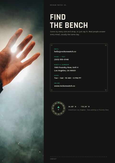 Field & Dive Watches — Contact / Info page