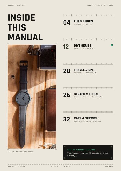 Field & Dive Watches — Contents page