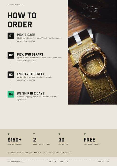 Field & Dive Watches — How to Order page