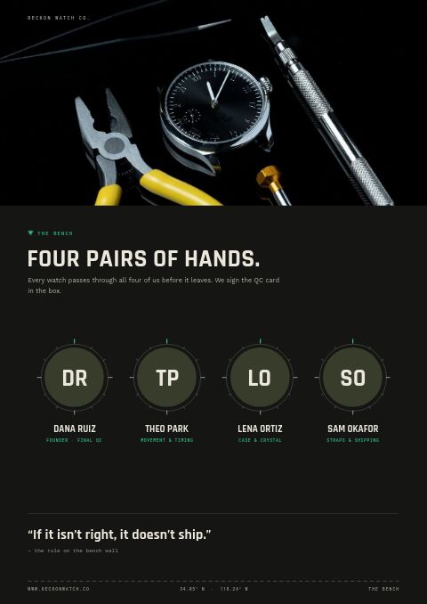 Field & Dive Watches — Meet the Team page