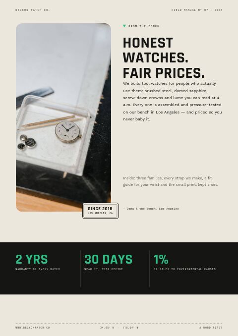 Field & Dive Watches — Welcome / About page