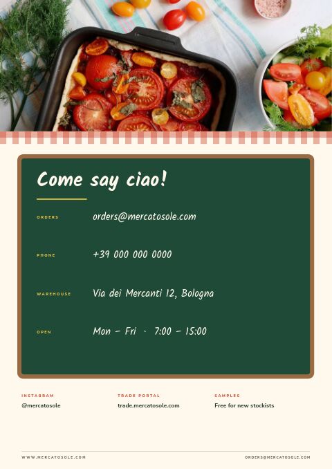 Food & Beverage — Contact / Info page
