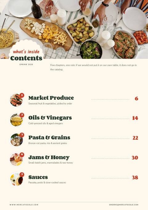 Food & Beverage — Contents page