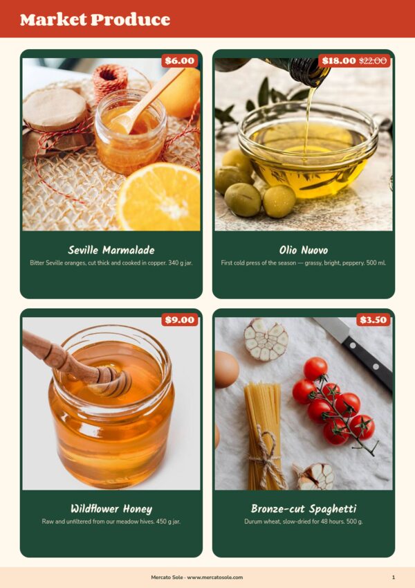 Food & Beverage — product page, 2 × 2 grid