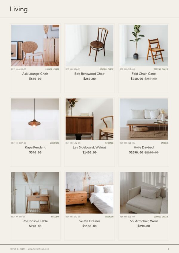 Furniture & Home — product page, 3 × 3 grid