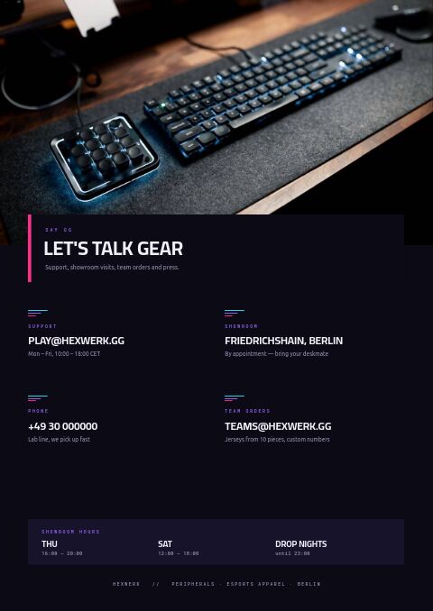 Gaming & Esports Gear — Contact / Info page