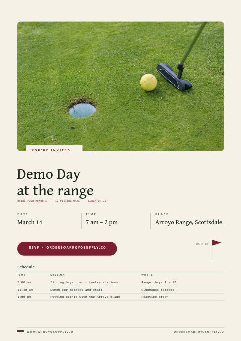 Golf & Club — Event / Launch page