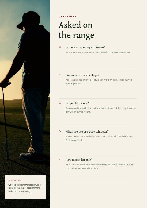 Golf & Club — FAQ page