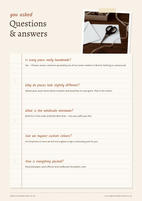 Handmade & Craft — FAQ page