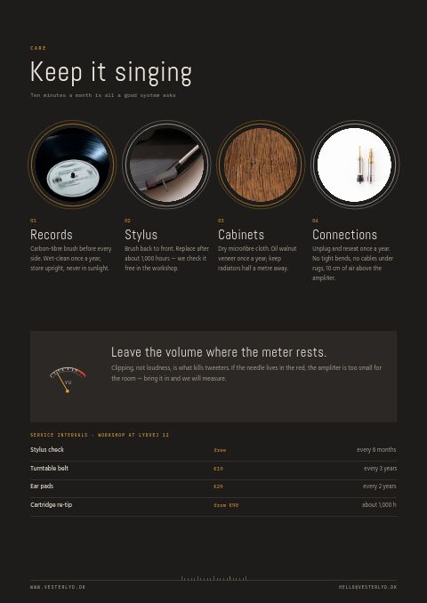 Hi-Fi & Audio — Care Instructions page