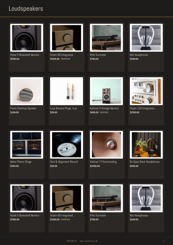 Hi-Fi & Audio — product page, 4 × 4 grid