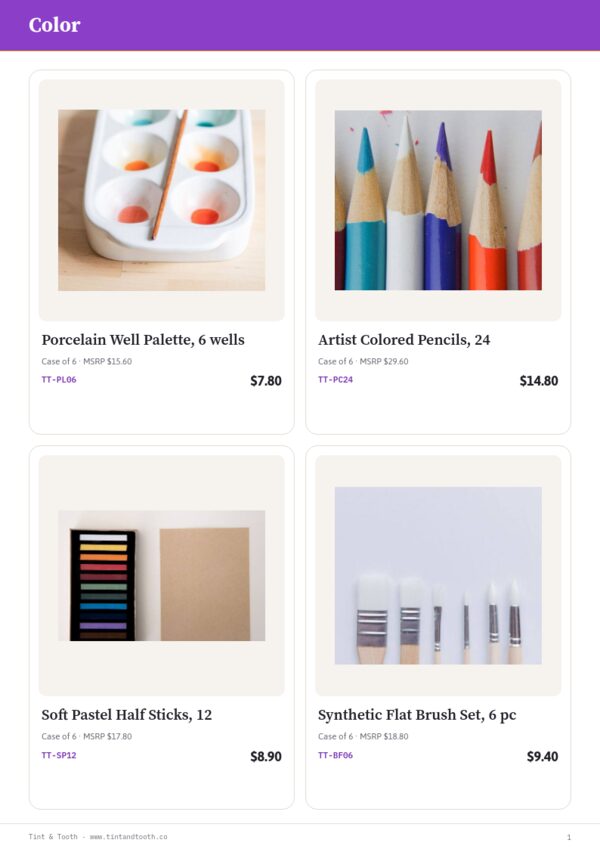 Arts & Crafts Premium — product page, 2 × 2 grid