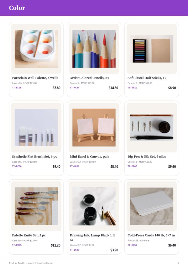 Arts & Crafts Premium — product page, 3 × 3 grid