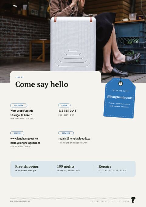Bags & Luggage Premium — Contact / Info page