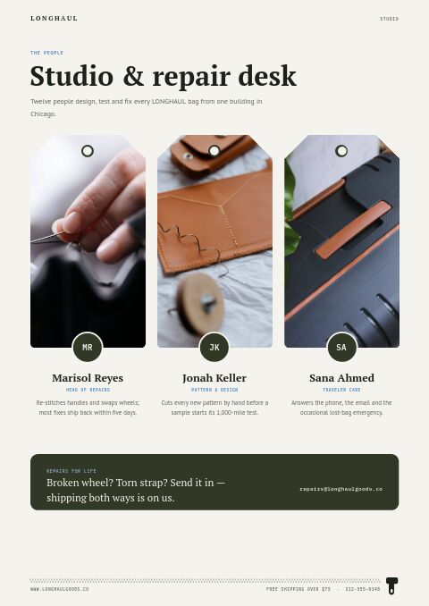Bags & Luggage Premium — Meet the Team page