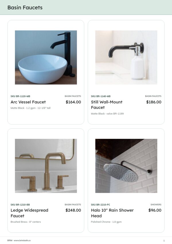 Bathroom Fixtures Premium — product page, 2 × 2 grid