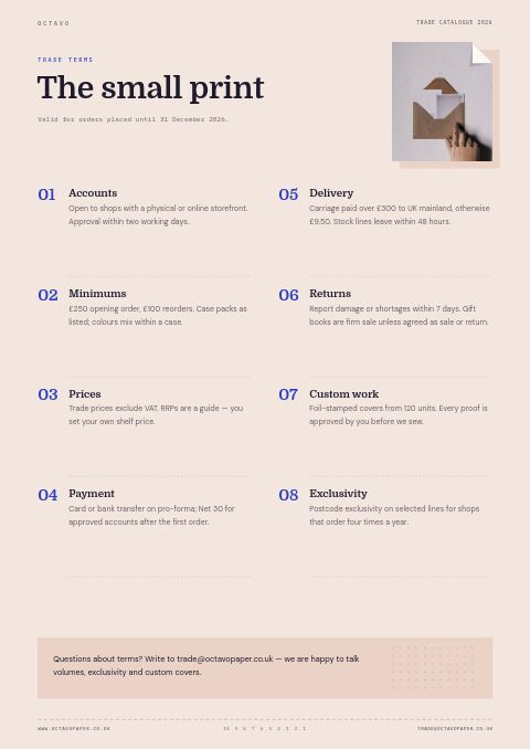 Books & Stationery Premium — Notes / Terms page
