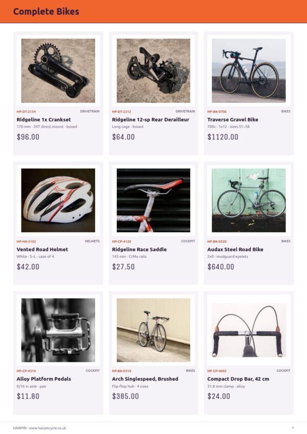 Cycling Premium — product page, 3 × 3 grid