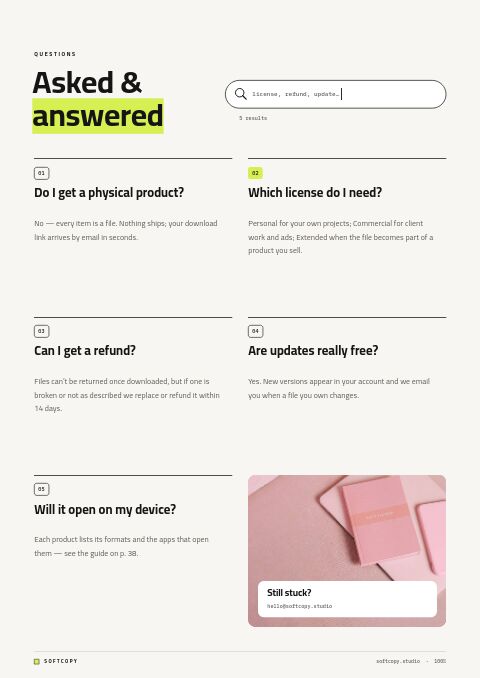 Digital Products Premium — FAQ page